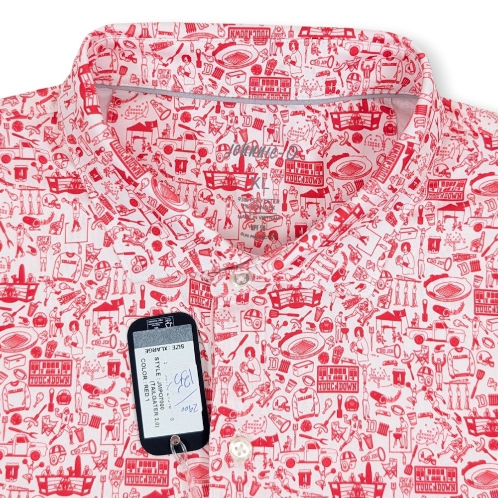 Johnnie O Ole Miss Rebels Tailgater 2.0ā Polo Men XL Red Football All Over Print - Picture 5 of 8